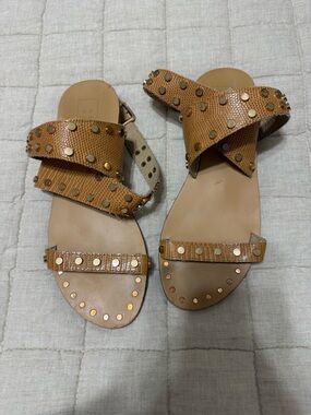 Shu Shop Studded Tan Leather Sandals - Women